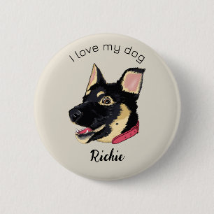 I Love My Dog Cute German Shepherd Puppy 6 Cm Round Badge
