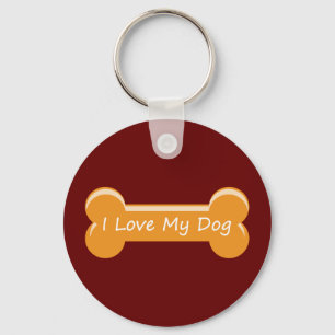 I Love My Dog   Dog Bone Key Ring