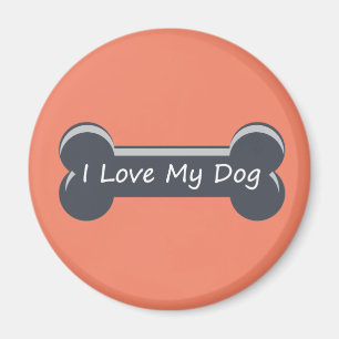 I Love My Dog Dog Bone Magnet