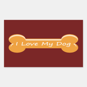 I Love My Dog Dog Bone Rectangular Sticker
