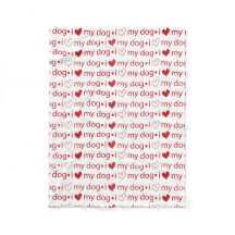 I love my dog fleece blanket with Hearts
