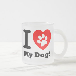 I Love My Dog Frosted Glass Coffee Mug