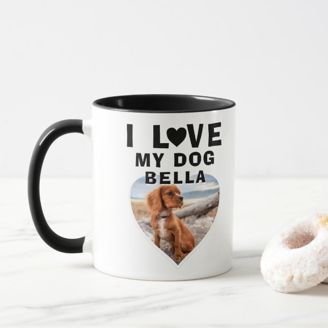 I love my Dog Heart Photo Dog Name Mug (With Donut)