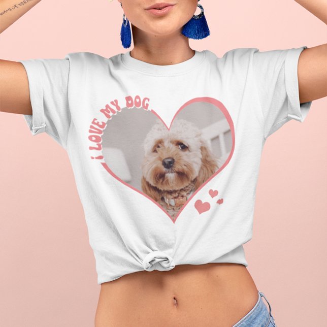I Love My Dog Heart Photo White T-Shirt (Creator Uploaded)