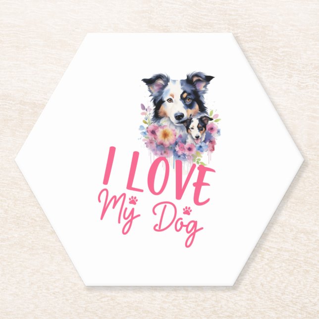 I love my Dog Paper Coaster (Front)