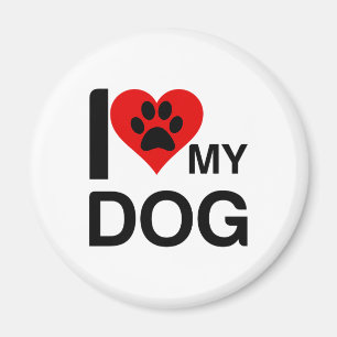I LOVE MY DOG PAW PRINT MAGNET
