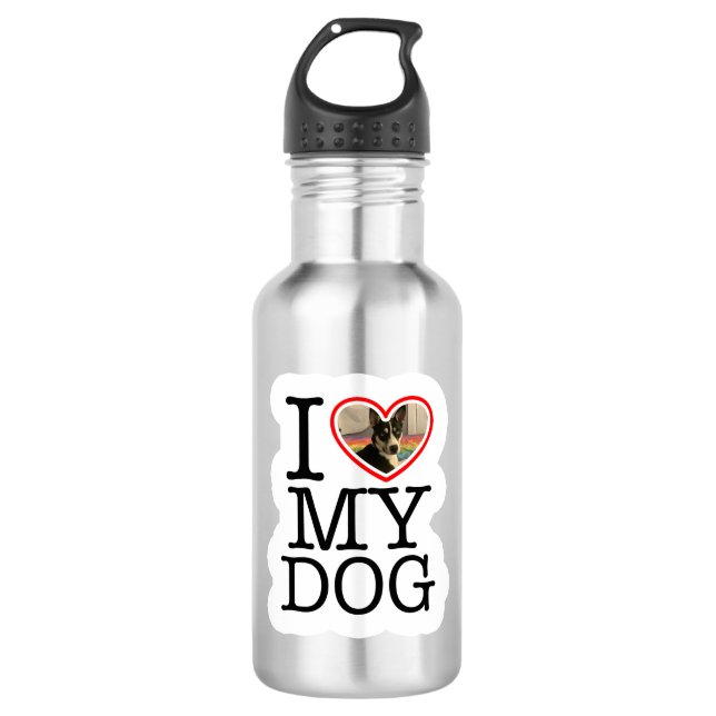 I Love My Dog Personalised 532 Ml Water Bottle (Front)