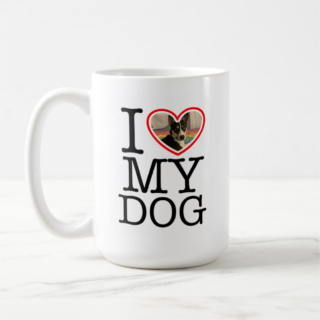 I Love My Dog Personalised Coffee Mug (Left)