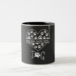 I Love My Dog Personalised Cute Pet Dog Paw Two-Tone Coffee Mug