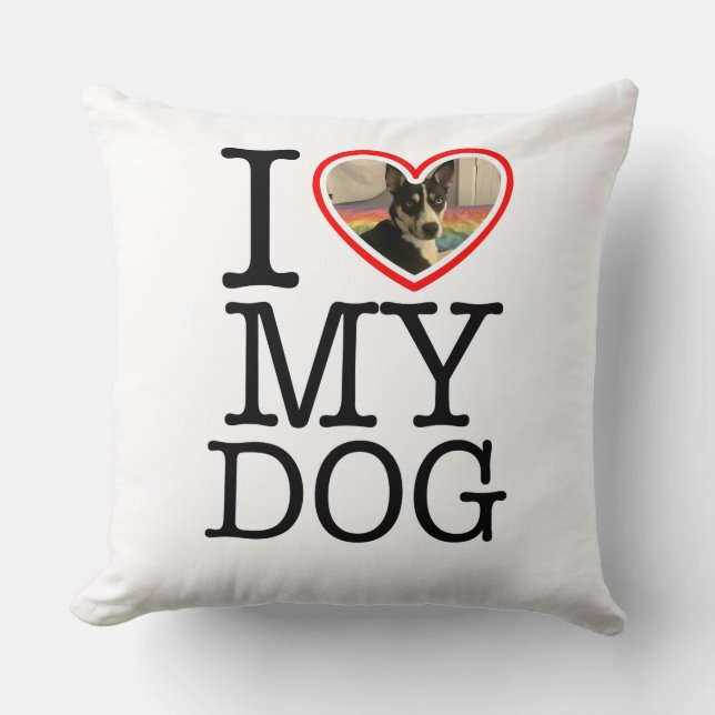 I Love My Dog Personalised Pillow (Front)