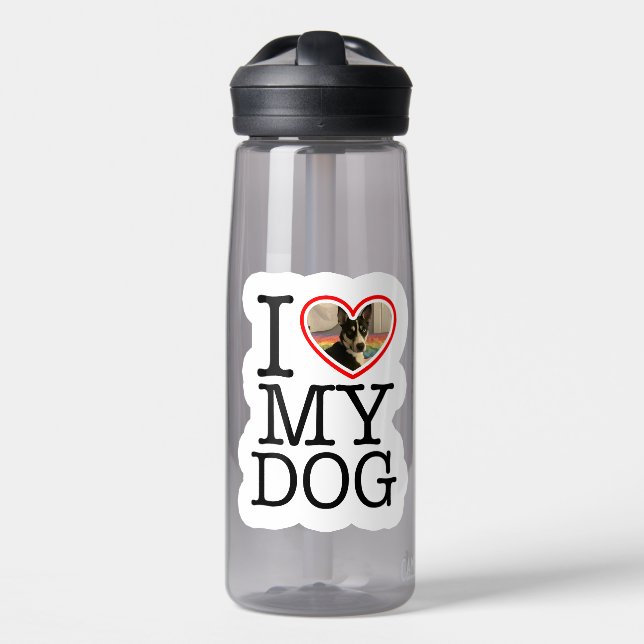 I Love My Dog Personalised Water Bottle (Front)