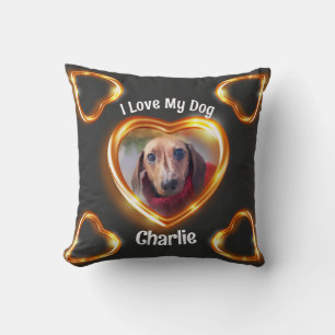 I Love My Dog Pet Glowing Heart Cushion