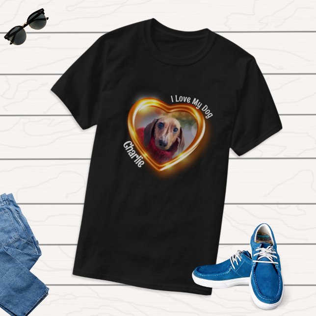 I Love My Dog Pet Glowing Heart T-Shirt (Creator Uploaded)