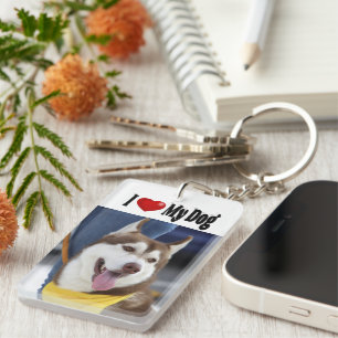 I Love My Dog photo Key Ring