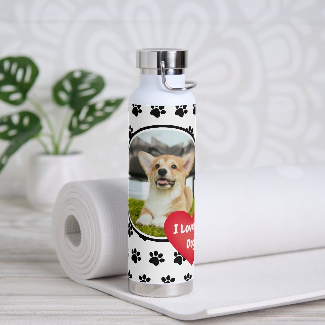 I Love My Dog Photo Water Bottle (Yoga)