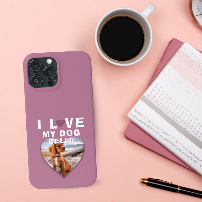 I love my Dog Pink Heart Pet Name Photo Case-Mate iPhone Case (Creator Uploaded)