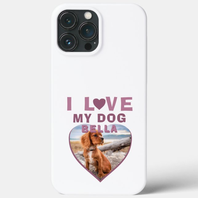 I love my Dog Pink Heart Pet Name Photo  Case-Mate iPhone Case (Back)