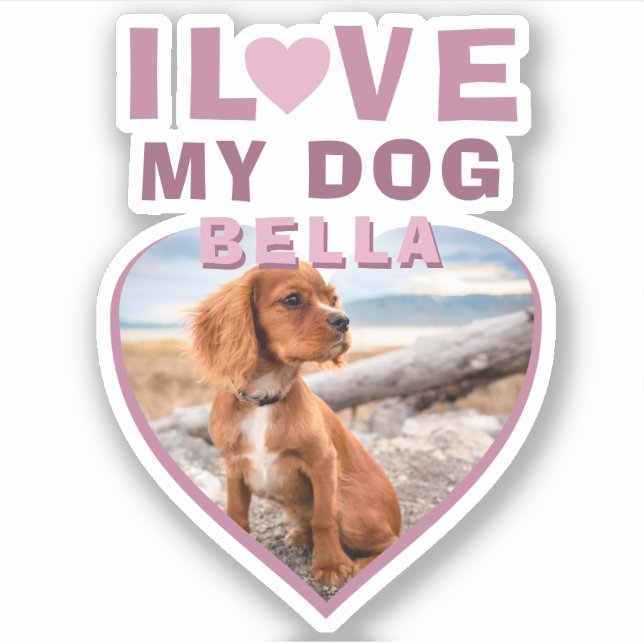 I love my Dog Pink Heart Photo Pet Name (Front)