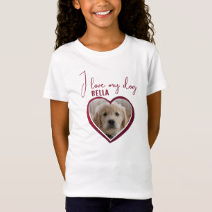I love my Dog Red Heart Photo Pet Name  T-Shirt
