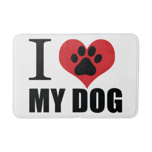 I love my dog throw pillow bath mat