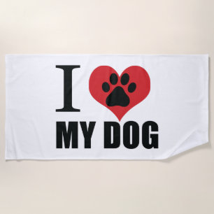 I love my dog throw pillow beach towel