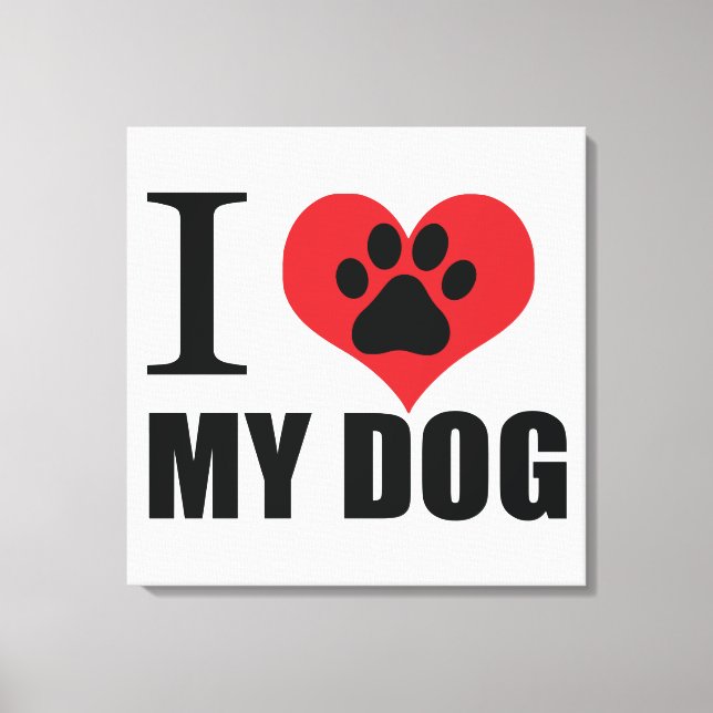 I love my dog throw pillow canvas print (Front)