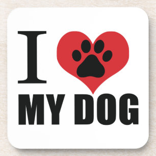 I love my dog throw pillow coaster