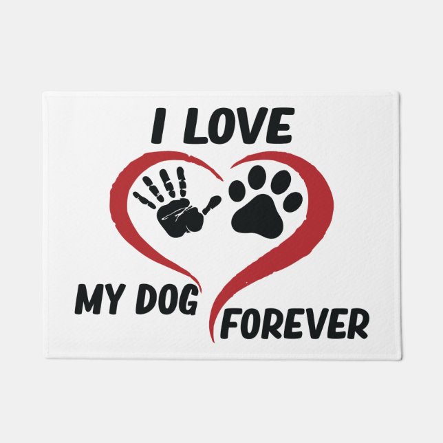 I love my dog throw pillow doormat (Front)