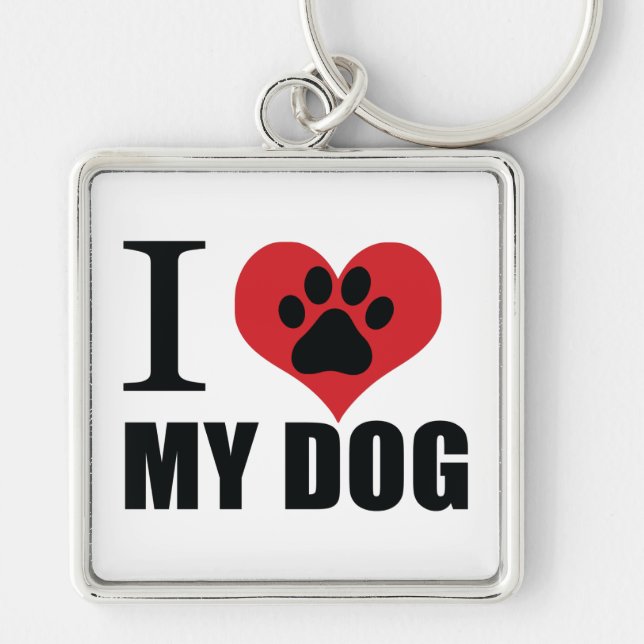 I love my dog throw pillow key ring (Front)