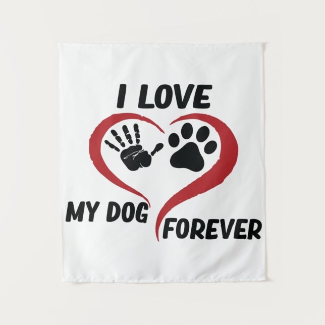 I love my dog throw pillow tapestry (Front)