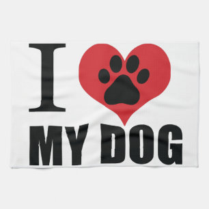 I love my dog throw pillow tea towel