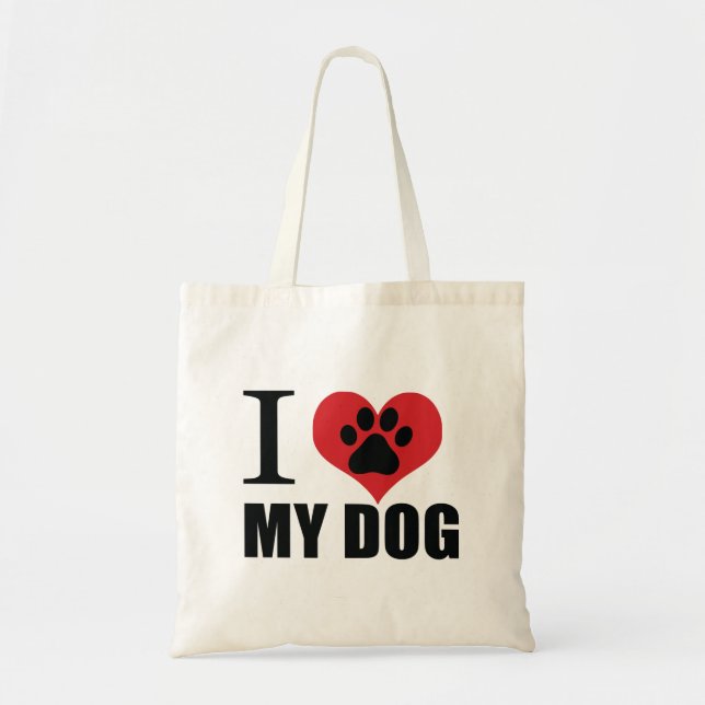 I love my dog throw pillow tote bag (Front)