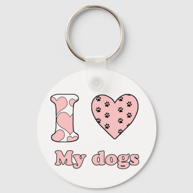 I love My dogs Key Ring (Front)