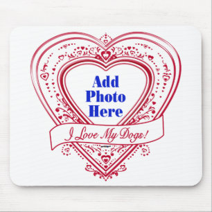 I Love My Dogs! Photo Red Hearts Mouse Mat