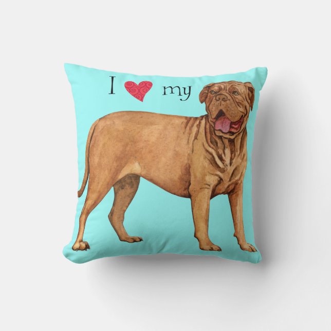 I Love my Dogue de Bordeaux Cushion (Front)