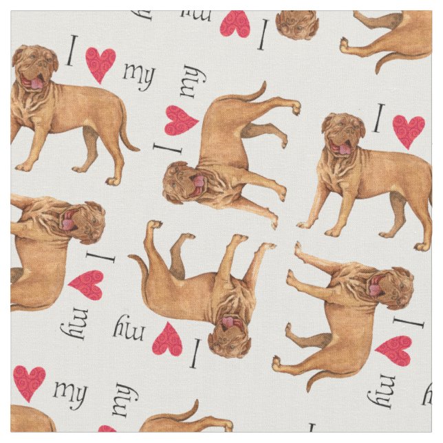 I Love my Dogue de Bordeaux Fabric (Close Up)
