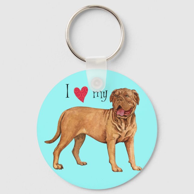 I Love my Dogue de Bordeaux Key Ring (Front)