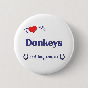 I Love My Donkeys (Multiple Donkeys) 6 Cm Round Badge