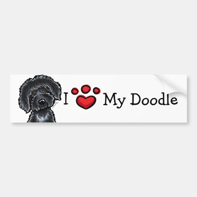 I Love My Doodle Black Labradoodle Bumper Sticker (Front)