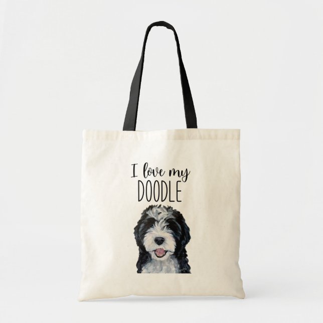 I love my Doodle Tote Bag (Front)