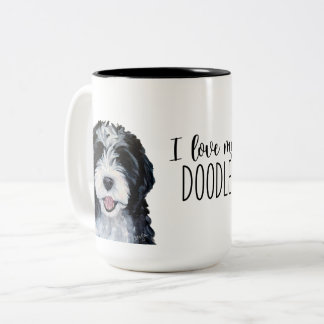 I love my Doodle  Two-Tone Coffee Mug