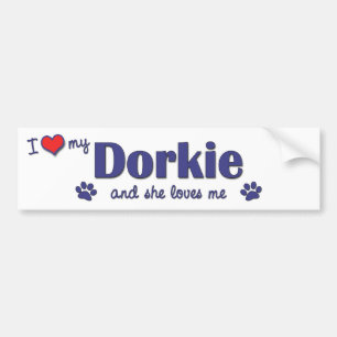I Love My Dorkie (Female Dog) Bumper Sticker