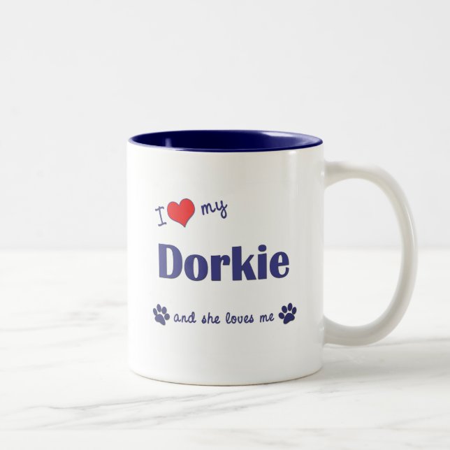 I Love My Dorkie (Female Dog) Two-Tone Coffee Mug (Right)