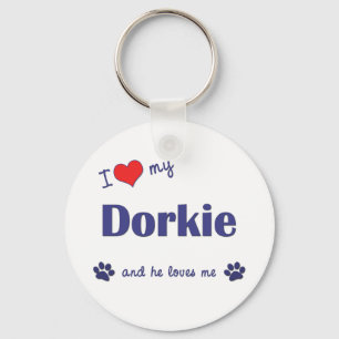 I Love My Dorkie (Male Dog) Key Ring