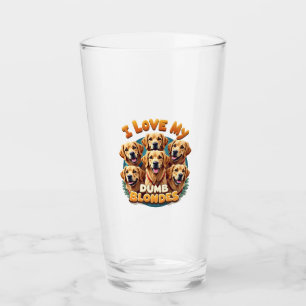 I Love My Dumb Blonde Golden Retrievers Vintage Re Glass