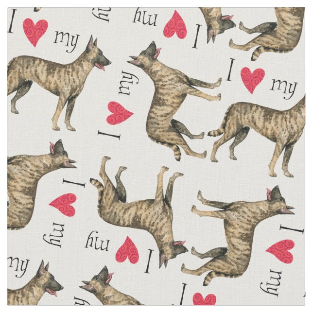 I Love my Dutch Shepherd Fabric (Close Up)
