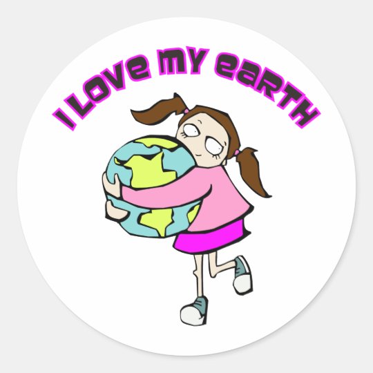 I Love My Earth Classic Round Sticker