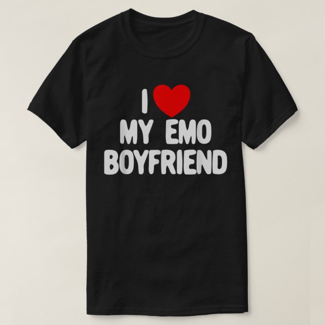 I Love My Emo Boyfriend Red Heart I Love My Emo Bo T-Shirt (Design Front)