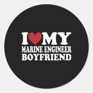 I Love My Engineer Boyfriend Funny Girlfriend Vale Classic Round Sticker
