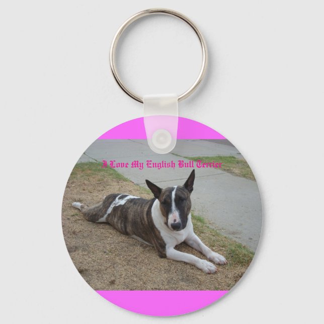 I Love My English Bull Terrier Key Ring (Front)